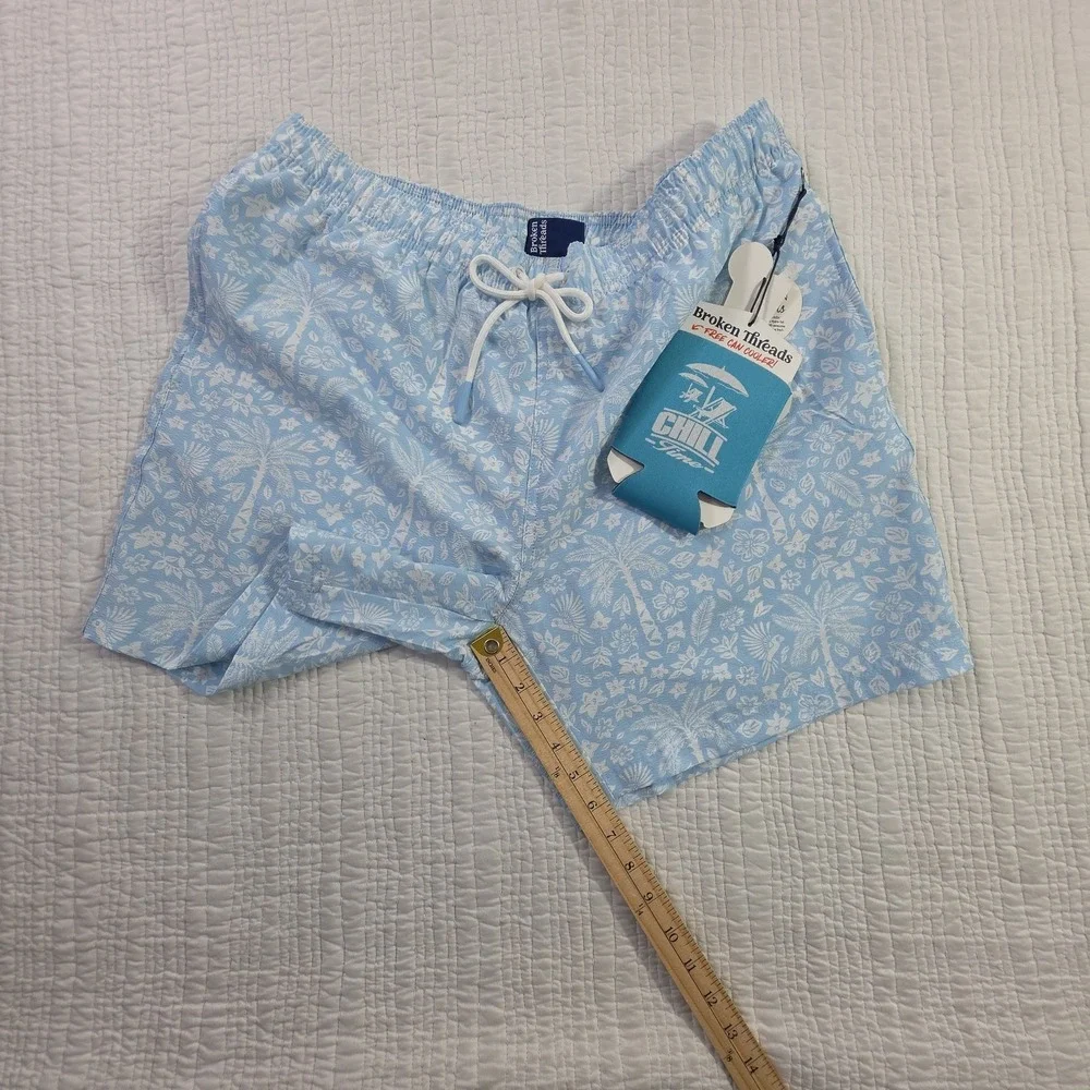 roken Threads Mens XL Swim Trunks New Light Blue Floral Board Shorts Mesh Lined